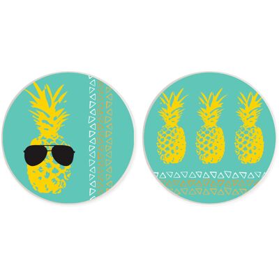 Elanze mallit Tropical Pineapple Sunglasses Blue 2.75 x 2.75 Ceramic Car Coasters Pack of 2 Elanze mallit Tropical Pineapple Sunglasses Blue 2.75 x 2.75 Ceramic Car Coasters Pack of 2