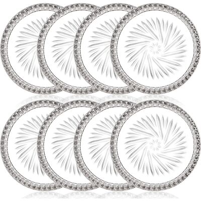 AVLA 8 Pack Crystal Drink Coasters, Glass Round Cup Mat, Clear Decorative Wine B AVLA 8 Pack Crystal Drink Coasters, Glass Round Cup Mat, Clear Decorative Wine B