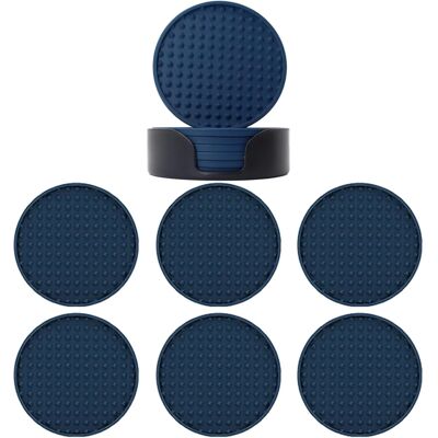 Unbranded (Navy Blue) Cup Mat For Drinks Beer Coasters 6 Pack Coasters Thickened, Hold Unbranded (Navy Blue) Cup Mat For Drinks Beer Coasters 6 Pack Coasters Thickened, Hold