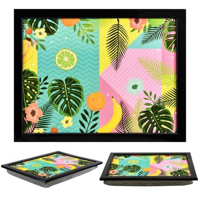 (Tropical Fruit) GEEZY Large Wooden Bean Bag Cushioned Lap Tray - 44 x 34cm (Tropical Fruit) GEEZY Large Wooden Bean Bag Cushioned Lap Tray - 44 x 34cm