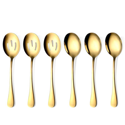 Typecat Gold Serving Spoons Gold Serving Spoons 6 Pieces, Stainless Steel Serving Utensi Typecat Gold Serving Spoons Gold Serving Spoons 6 Pieces, Stainless Steel Serving Utensi
