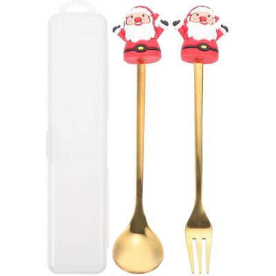 Kricely (Red, One size) 1 Set Christmas Cutlery Set Stainless Steel Dessert Spoon Fruit Kricely (Red, One size) 1 Set Christmas Cutlery Set Stainless Steel Dessert Spoon Fruit