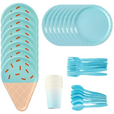 Kricely (As show, One size) 1 Set 40pcs Party Ice Cream Paper Plate Disposable Cake Tray Kricely (As show, One size) 1 Set 40pcs Party Ice Cream Paper Plate Disposable Cake Tray