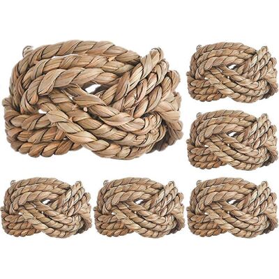 Kricely (As show, One size) 6pcs Handmade Straw Woven Napkin Ring Party Dining Table Dec Kricely (As show, One size) 6pcs Handmade Straw Woven Napkin Ring Party Dining Table Dec