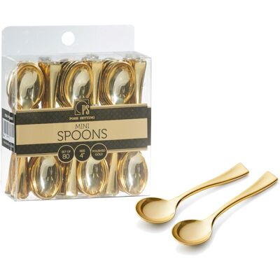 Luxusn prostredie Gold Plastic Mini Dessert Spoons Disposable Tiny Gold Spoons for Appetizers Tas Luxusn prostredie Gold Plastic Mini Dessert Spoons Disposable Tiny Gold Spoons for Appetizers Tas