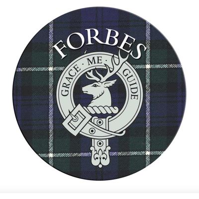 Lang Syne (Forbes) Single Scottish Circular Clan Crest Cork Backed Coaster - D-H Tartans Lang Syne (Forbes) Single Scottish Circular Clan Crest Cork Backed Coaster - D-H Tartans