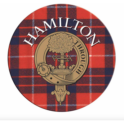 Lang Syne (Hamilton) Single Scottish Circular Clan Crest Cork Backed Coaster - D-H Tartans Lang Syne (Hamilton) Single Scottish Circular Clan Crest Cork Backed Coaster - D-H Tartans