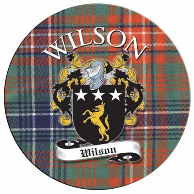 Lang Syne (Wilson) Single Scottish Circular Clan Crest Cork Backed Coaster - N-Y Tartans Lang Syne (Wilson) Single Scottish Circular Clan Crest Cork Backed Coaster - N-Y Tartans