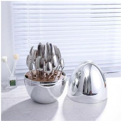 Unbranded (Silver, 25pcs/set) Creative Egg Design Easter Tableware Set, Stainless Steel Cu Unbranded (Silver, 25pcs/set) Creative Egg Design Easter Tableware Set, Stainless Steel Cu