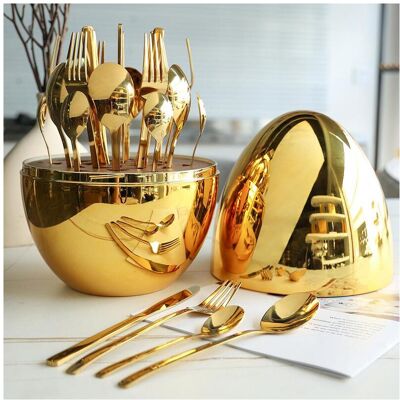 Unbranded (Golden, 25pcs/set) Creative Egg Design Easter Tableware Set, Stainless Steel Cu Unbranded (Golden, 25pcs/set) Creative Egg Design Easter Tableware Set, Stainless Steel Cu