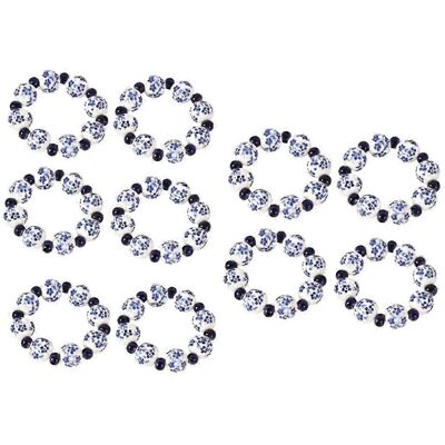 Kikidex (As show, One size) 10PCS Ethnic Style Hand-Painted Blue White Beads Napkin Ring Kikidex (As show, One size) 10PCS Ethnic Style Hand-Painted Blue White Beads Napkin Ring