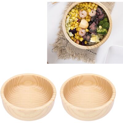 Unbranded 2Pcs Wood Bowl Versatile Round Deformation Proof Simple Design Salad Food Servin Unbranded 2Pcs Wood Bowl Versatile Round Deformation Proof Simple Design Salad Food Servin