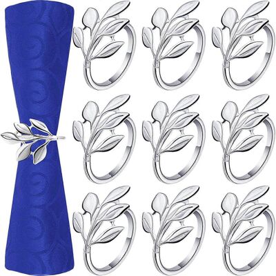 Unbranded (As show, One size) Napkin ring (9 leaves, silver), 9 metal napkin buckle bracke Unbranded (As show, One size) Napkin ring (9 leaves, silver), 9 metal napkin buckle bracke