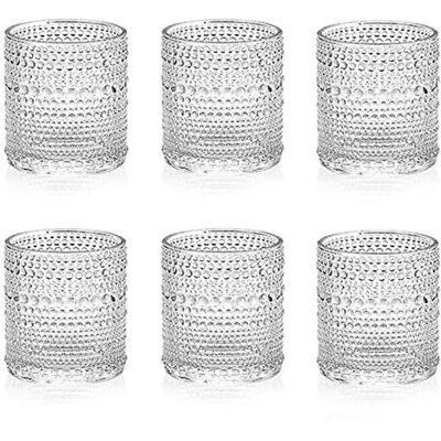 Unbranded 6.5 oz, 200ml, Hobnail Drinking Glasses Set 6, Embossed Vintage Glassware Set fo Unbranded 6.5 oz, 200ml, Hobnail Drinking Glasses Set 6, Embossed Vintage Glassware Set fo