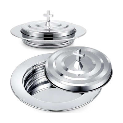Unbranded Communion Set with Lid,Stainless Steel Bread Tray Plates for Churches Unbranded Communion Set with Lid,Stainless Steel Bread Tray Plates for Churches