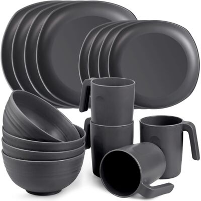 Greentainer Unbreakable Lightweight Dinnerware Sets, Plastic Dinner Set, 4 Dinin Greentainer Unbreakable Lightweight Dinnerware Sets, Plastic Dinner Set, 4 Dinin