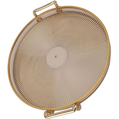 Unbranded Elegant Round Tray with Gold Rim & Handles for Fruit Desserts Serving Unbranded Elegant Round Tray with Gold Rim & Handles for Fruit Desserts Serving