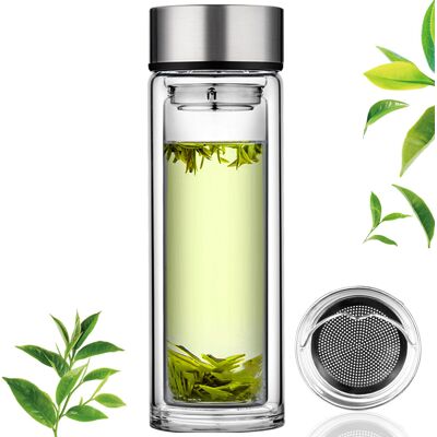 PARACITY Tea Flask Tea Infuser Bottl Double Wall glass Portable Travel Mug Tea T PARACITY Tea Flask Tea Infuser Bottl Double Wall glass Portable Travel Mug Tea T