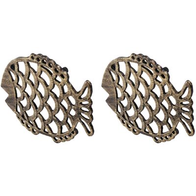 Spactz 2X Cast Iron Fish Trivet, 7.5X6Inch Decorative Vintage Pattern for Cookware and Spactz 2X Cast Iron Fish Trivet, 7.5X6Inch Decorative Vintage Pattern for Cookware and