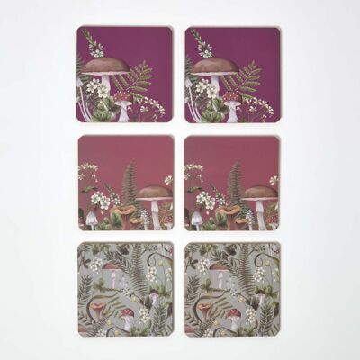 Homescapes Cork Coasters with Mushroom Design, Set of 6 Homescapes Cork Coasters with Mushroom Design, Set of 6