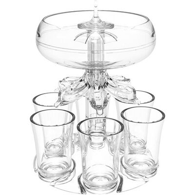 merkloos Party Drink Dispenser with 6 Shot Glasses Set - Acrylic Touchless merkloos Party Drink Dispenser with 6 Shot Glasses Set - Acrylic Touchless