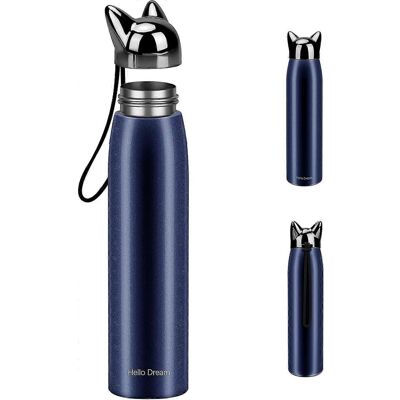 Unbranded 320ml Cute Cat Pattern Stainless Steel Insulated Water Bottle (Blue) Unbranded 320ml Cute Cat Pattern Stainless Steel Insulated Water Bottle (Blue)