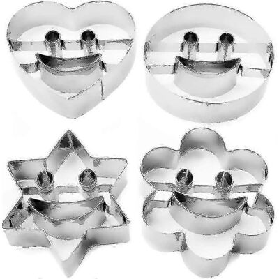 Unbranded Set of 4 Stainless Steel Cookie Cutters - Smile, Heart, Star, Flower for Zy (Fun Unbranded Set of 4 Stainless Steel Cookie Cutters - Smile, Heart, Star, Flower for Zy (Fun