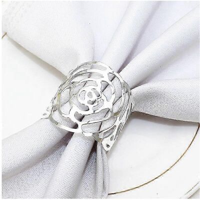 Unbranded Set of 12 gold napkin rings, hollow metal wedding napkin rings with rose pattern Unbranded Set of 12 gold napkin rings, hollow metal wedding napkin rings with rose pattern