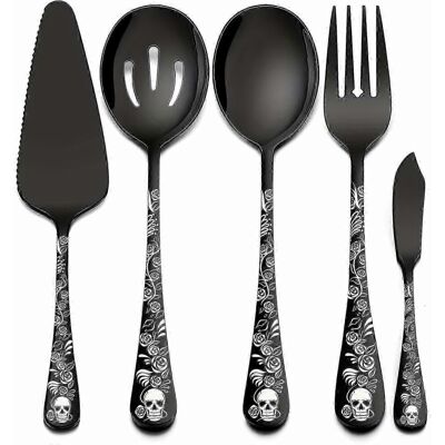 Unbranded (5 pieces) 5/8 pieces Gothic Style Serving Utensils, Fine Stainless Steel Servin Unbranded (5 pieces) 5/8 pieces Gothic Style Serving Utensils, Fine Stainless Steel Servin