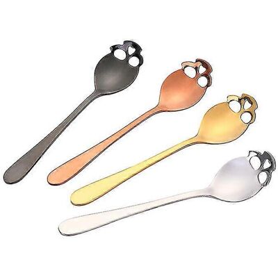 Unbranded 4pcs Stainless Steel Skull Sugar Spoons 4 Colors Unbranded 4pcs Stainless Steel Skull Sugar Spoons 4 Colors
