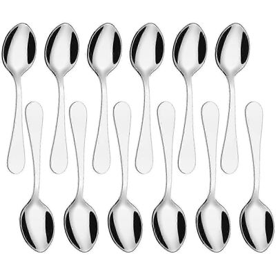 Unbranded Teaspoons, 12 Pack Stainless Steel Coffee Spoons Flatware Set for Coffee Tea Des Unbranded Teaspoons, 12 Pack Stainless Steel Coffee Spoons Flatware Set for Coffee Tea Des