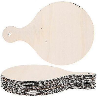 Unbranded Set of 10 round wooden serving trays, bread boards, pizza peels, unfinished wood Unbranded Set of 10 round wooden serving trays, bread boards, pizza peels, unfinished wood