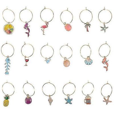 Unbranded Set of 18 Wine Glass Charms (Assorted Colors) Unbranded Set of 18 Wine Glass Charms (Assorted Colors)