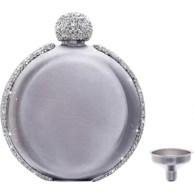 Unbranded 140ml Stainless Steel Hip Flask with Smooth Bling Blings Crystals for Wine, Alco Unbranded 140ml Stainless Steel Hip Flask with Smooth Bling Blings Crystals for Wine, Alco