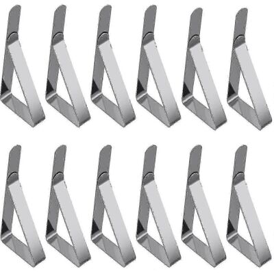 Unbranded Set of 12 adjustable stainless steel tablecloth clips Unbranded Set of 12 adjustable stainless steel tablecloth clips