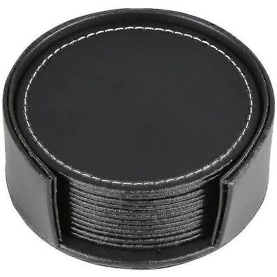 Unbranded Pack PU Leather Coasters Non-Slip Heat Resistant Holder (Black)0 - J Unbranded Pack PU Leather Coasters Non-Slip Heat Resistant Holder (Black)0 - J