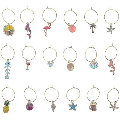 Unbranded Set of 18 Wine Glass Charms (Assorted Colors) Unbranded Set of 18 Wine Glass Charms (Assorted Colors)