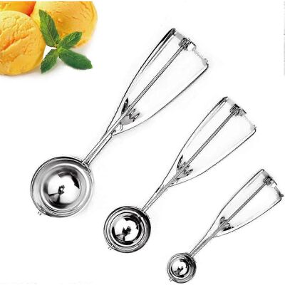 Unbranded Set of 3 ice cream scoops with trigger, stainless steel Unbranded Set of 3 ice cream scoops with trigger, stainless steel