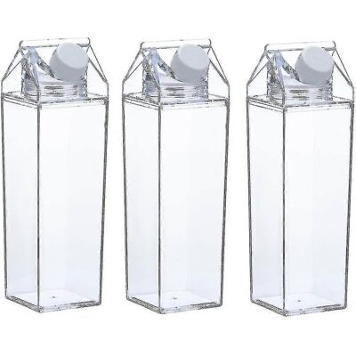 Unbranded Pack Square Clear Milk Carton Water Bottles Leak Proof Plastic Cups A Unbranded Pack Square Clear Milk Carton Water Bottles Leak Proof Plastic Cups A