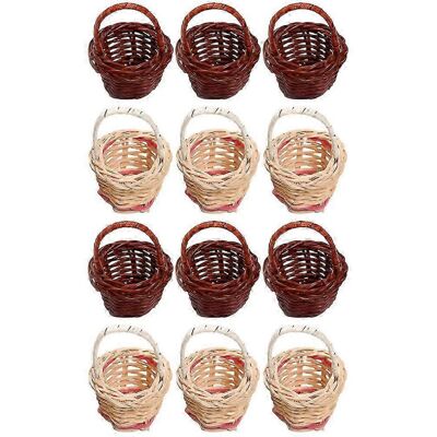 Unbranded 12 Pcs Miniature Wicker Picnic Baskets for Dolls, Mini Rattan Picnic Baskets, Mi Unbranded 12 Pcs Miniature Wicker Picnic Baskets for Dolls, Mini Rattan Picnic Baskets, Mi