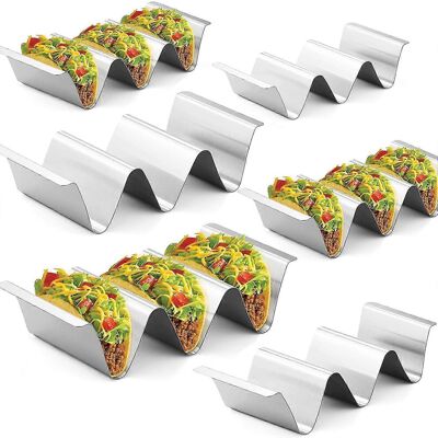 Unbranded Taco Holder, Set of 6 Stainless Steel Taco Trays, Stylish Taco Holders, Holder H Unbranded Taco Holder, Set of 6 Stainless Steel Taco Trays, Stylish Taco Holders, Holder H