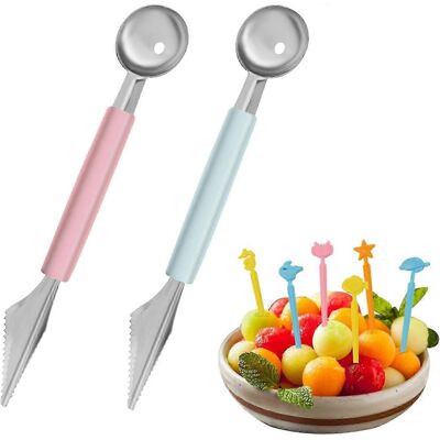 Unbranded Melon Baller Scoop Set with Fruit Forks, 2 in 1 Stainless Steel Fruit Tools, Fru Unbranded Melon Baller Scoop Set with Fruit Forks, 2 in 1 Stainless Steel Fruit Tools, Fru