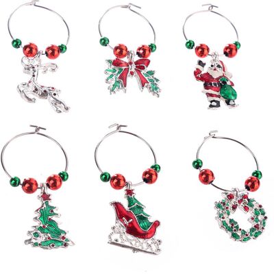 INOOMP 6pcs christmas wine glass charms metal drink markers party favors INOOMP 6pcs christmas wine glass charms metal drink markers party favors