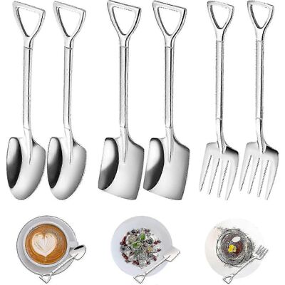 Unbranded Pcs Stainless Steel Shovel Spoon Set, Creative Spoon Fork Set, Fancy Coffee Spoo Unbranded Pcs Stainless Steel Shovel Spoon Set, Creative Spoon Fork Set, Fancy Coffee Spoo