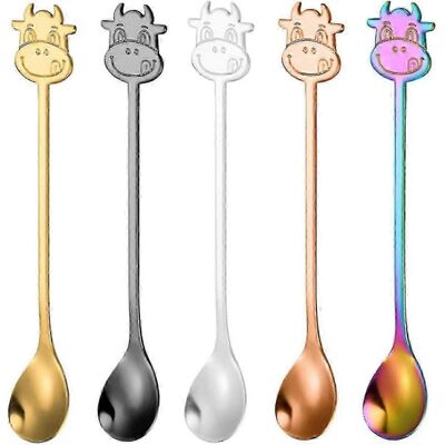 Unbranded Set of 5 cow-shaped teaspoons, for coffee, milk, tea or breakfast. Unbranded Set of 5 cow-shaped teaspoons, for coffee, milk, tea or breakfast.