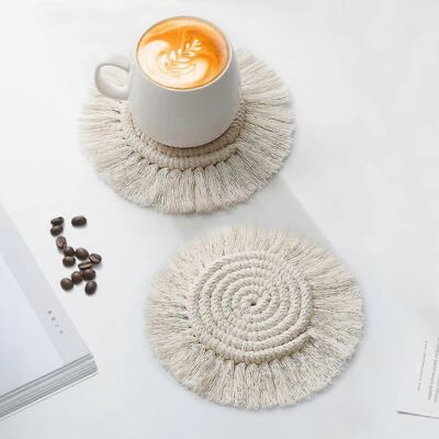 Unbranded Handmade Macrame Woven Absorbent Coaster Set Unbranded Handmade Macrame Woven Absorbent Coaster Set
