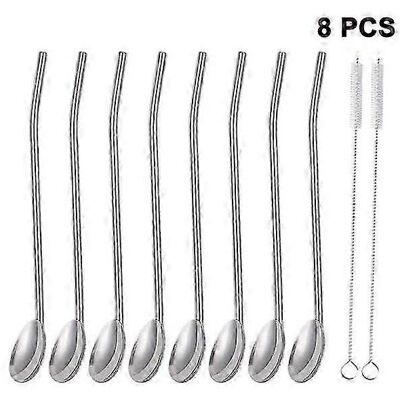 Unbranded 8-piece stainless steel straw spoon Unbranded 8-piece stainless steel straw spoon