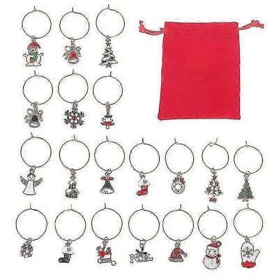 Unbranded 20 Pack Christmas Wine Glass Markers, Holiday Drink Charms Unbranded 20 Pack Christmas Wine Glass Markers, Holiday Drink Charms