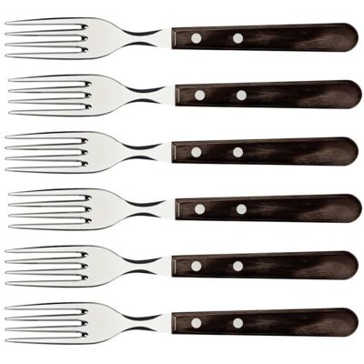 Tramontina Steak Forks, 6 Piece Jumbo Fork Cutlery Set with Wooden Handles, ?Cam Tramontina Steak Forks, 6 Piece Jumbo Fork Cutlery Set with Wooden Handles, ?Cam