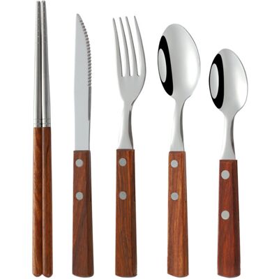 Unbranded Dinnerware Set For Formal Meals, Stainless Steel, Wooden Handle, Easy To Clean, Unbranded Dinnerware Set For Formal Meals, Stainless Steel, Wooden Handle, Easy To Clean,